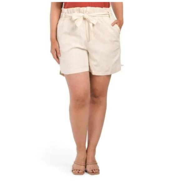 1.State NWT Women's Whitecap Grey Heather PaperBag Waist Shorts, Size 18 - Picture 1 of 5